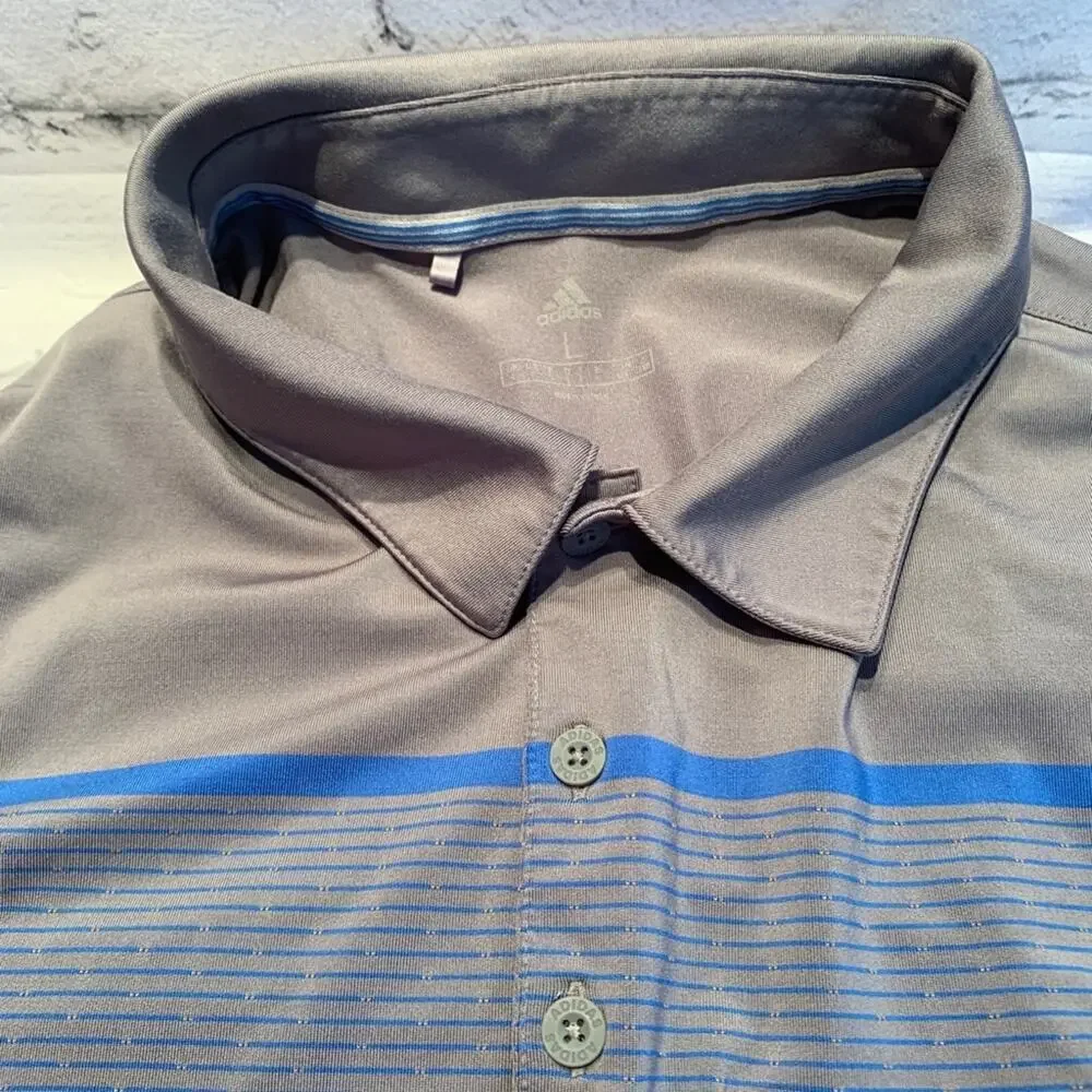 ADIDAS Men’s Striped Polo/Golf Shirt / Size: Large